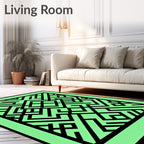 Geometric Symmetry Black Mint Rug