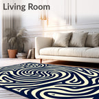 Swirling Ink And Cream Abstract Design Rug