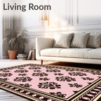 Classic Damask Floral Pattern Pink Rug