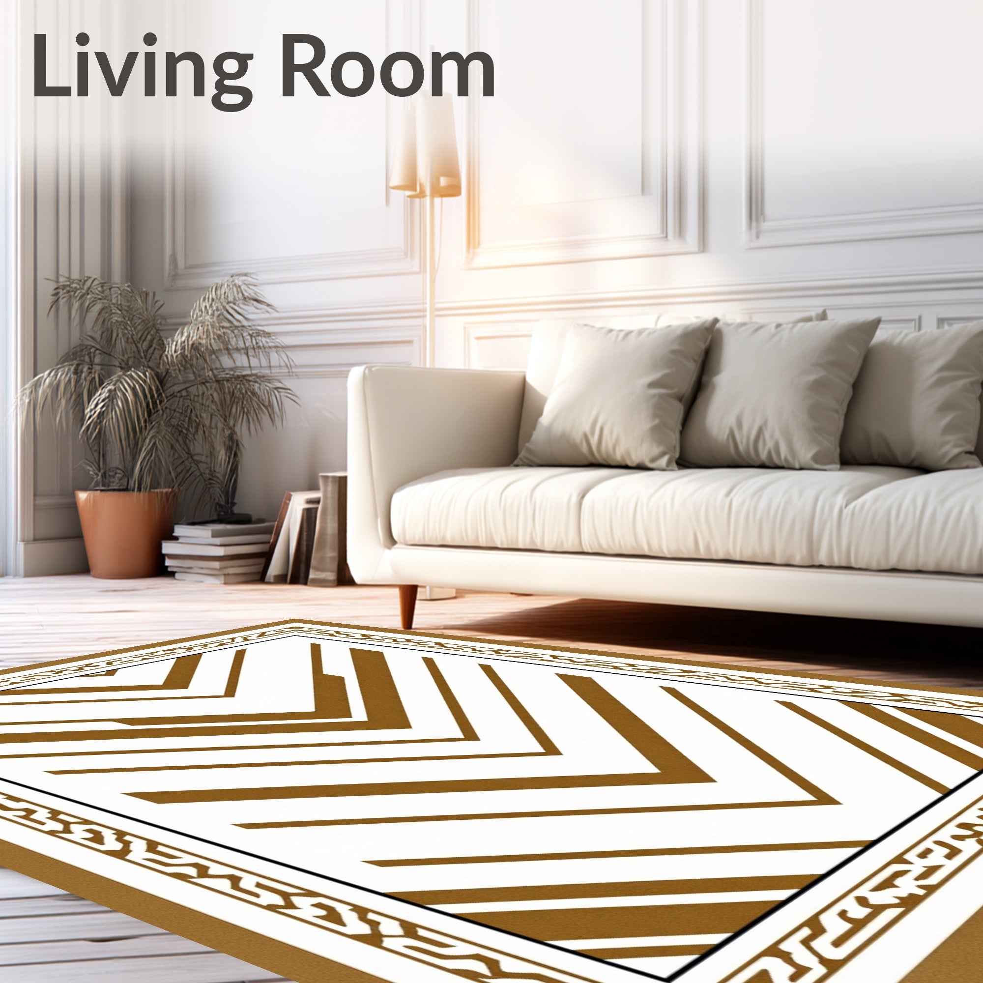 Brown Geometric Chevron Patterned Rug