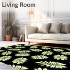 Light Green Leaf Patterned Design Rug