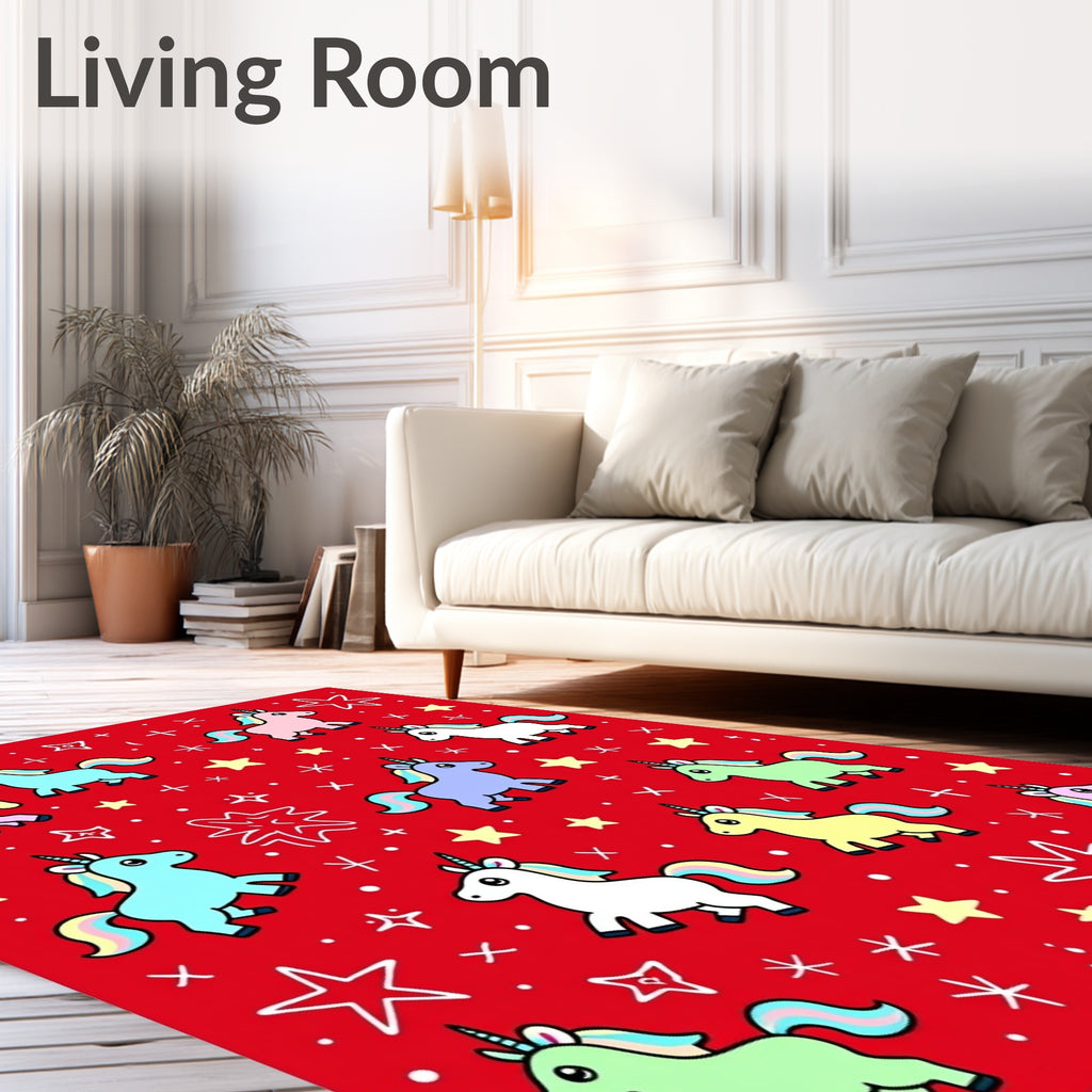 Whimsical Unicorn Starry Pattern Rug