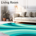 Flowing Aqua Stripe Pattern Rug