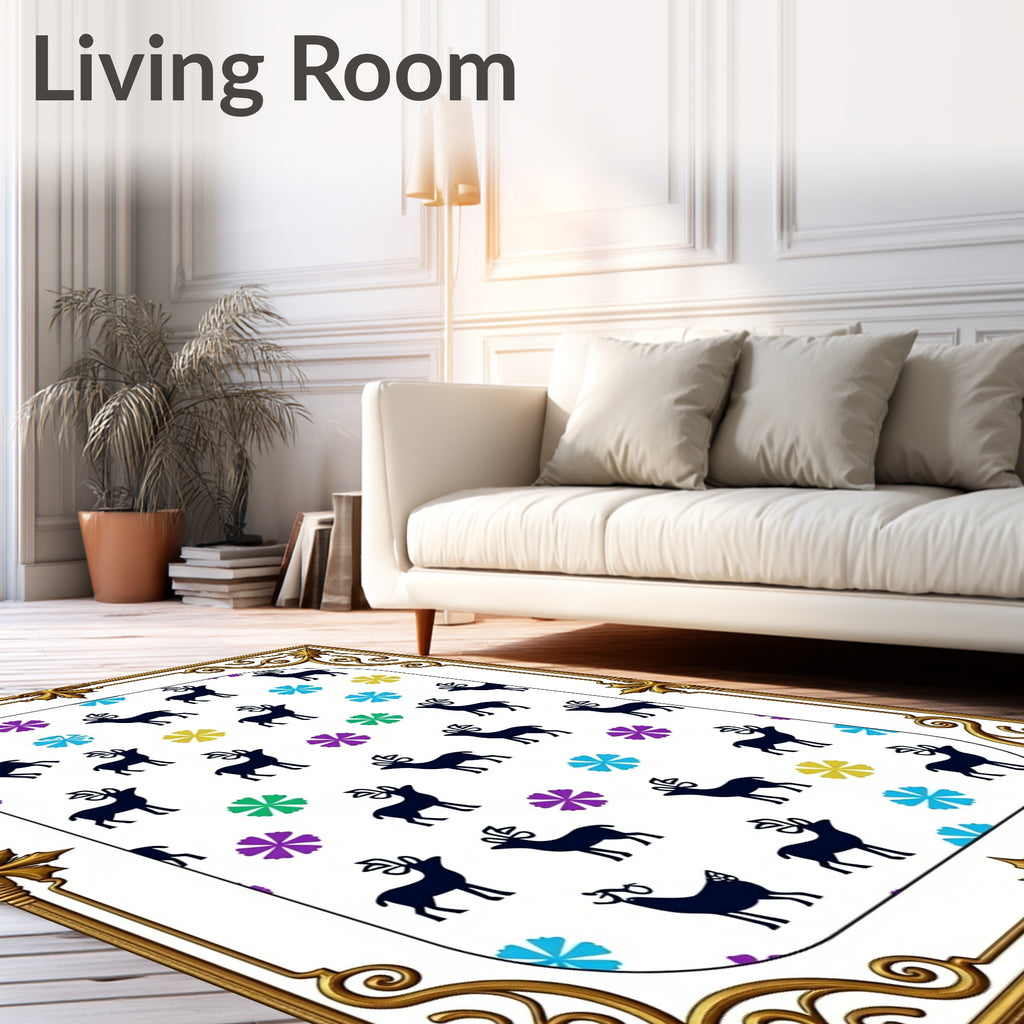 Delicate Forest Deer Multicolor Floral Rug