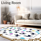 Delicate Forest Deer Multicolor Floral Rug
