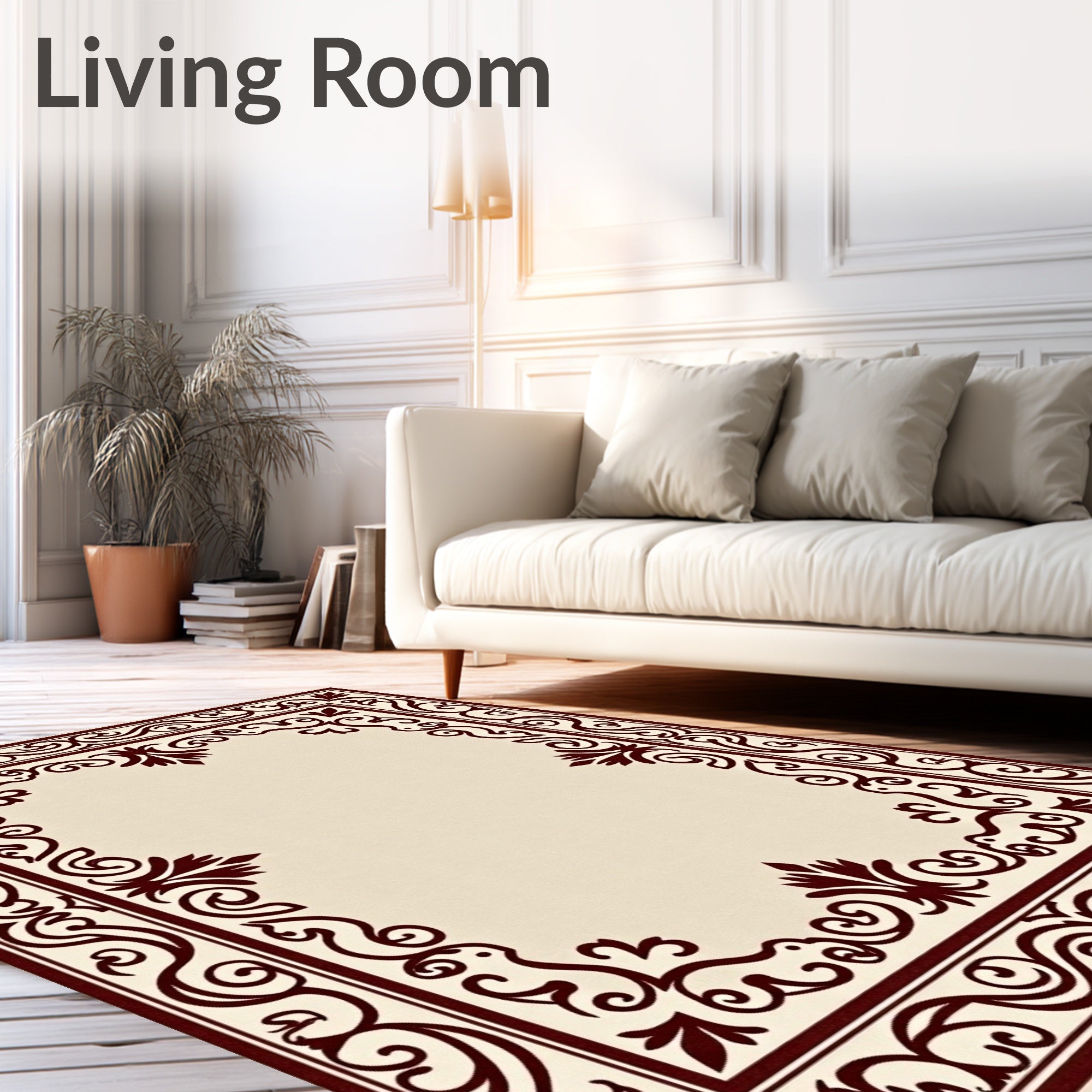 Elegant Baroque Floral Scrollwork Design Rug