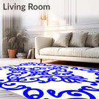 Classic Blue Scrolls Pattern Rug