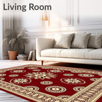 Floral Medallion Patterned Red Rug