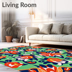 Vibrant Floral Abstract Pattern Rug