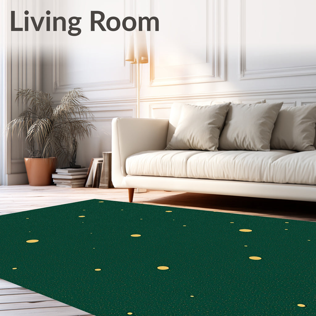 Emerald Gold Polka Dot Pattern Rug