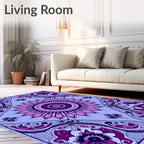 Purple Floral Mandala Medallion Pattern Rug