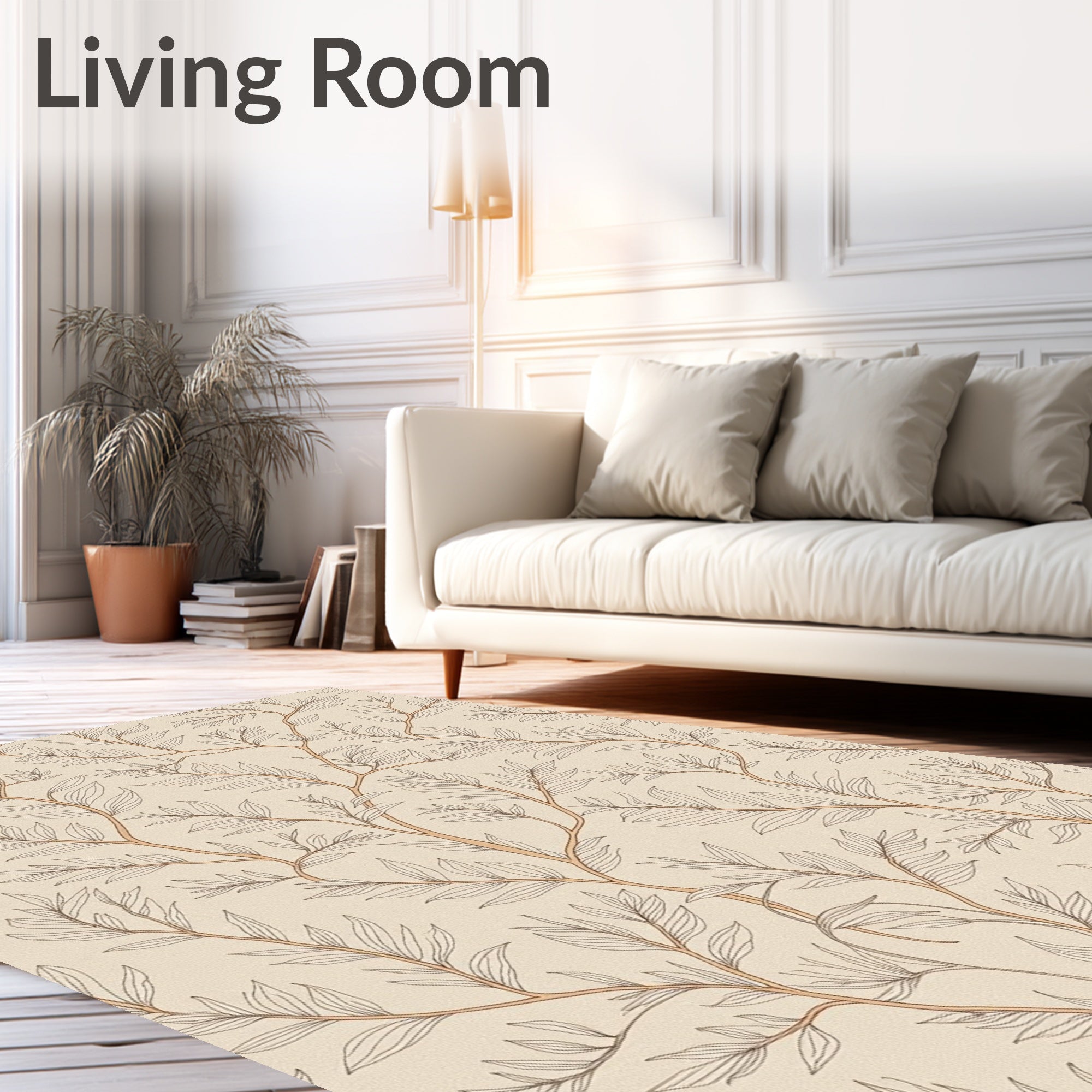 Serene Botanical Line Art Pattern Rug