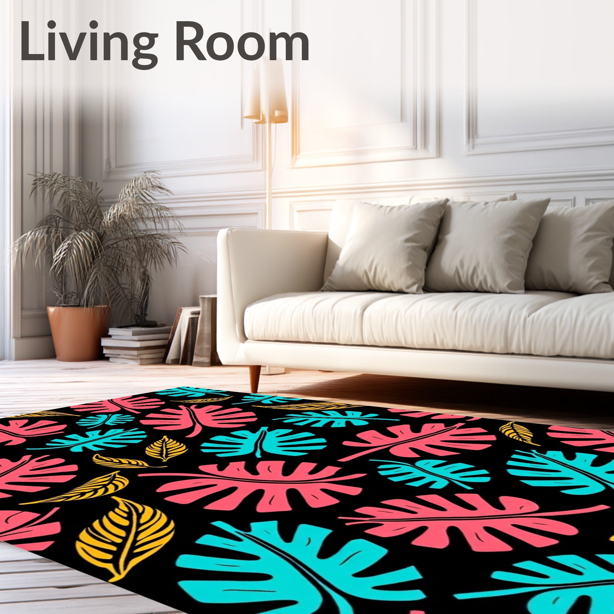 Tropical Leaf Pattern Art Rug