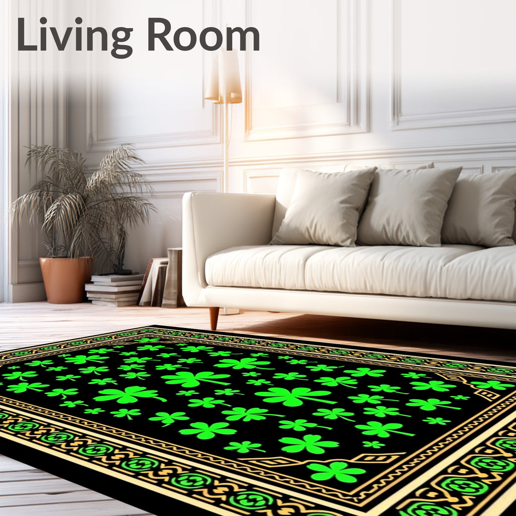 Lucky Clover With Ornamental Border Rug