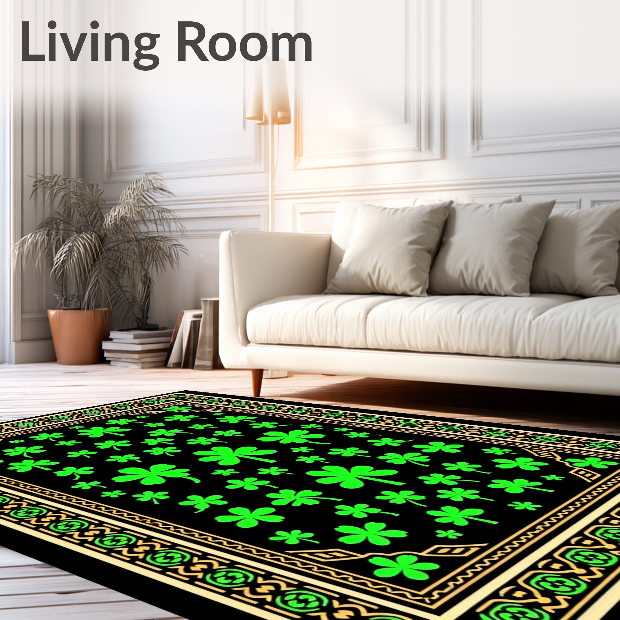 Lucky Clover With Ornamental Border Rug