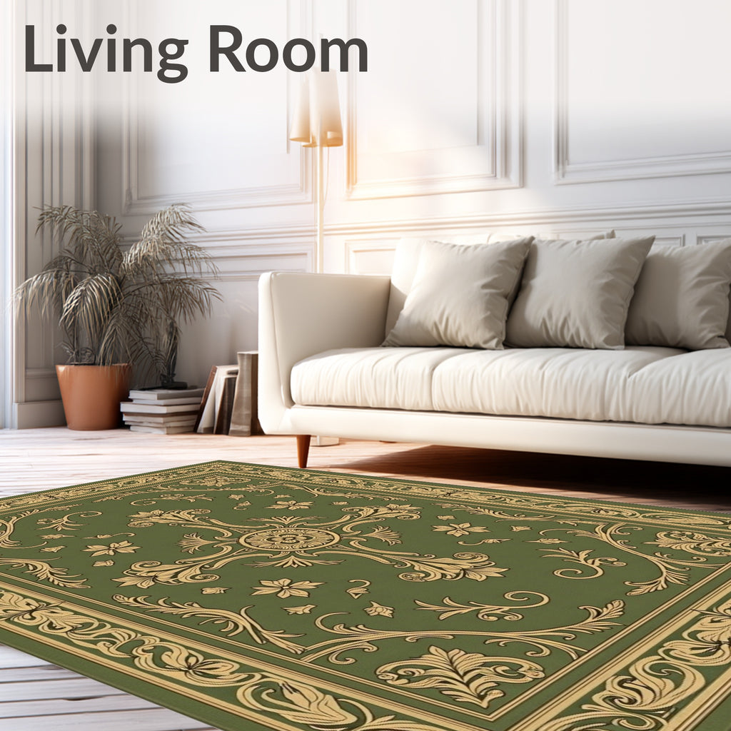 Ornate Gold Leaf Swirls Rug