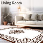 Ornate Floral Medallion Border Design Rug