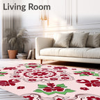 Classic Floral Motif In Red and Green Rug