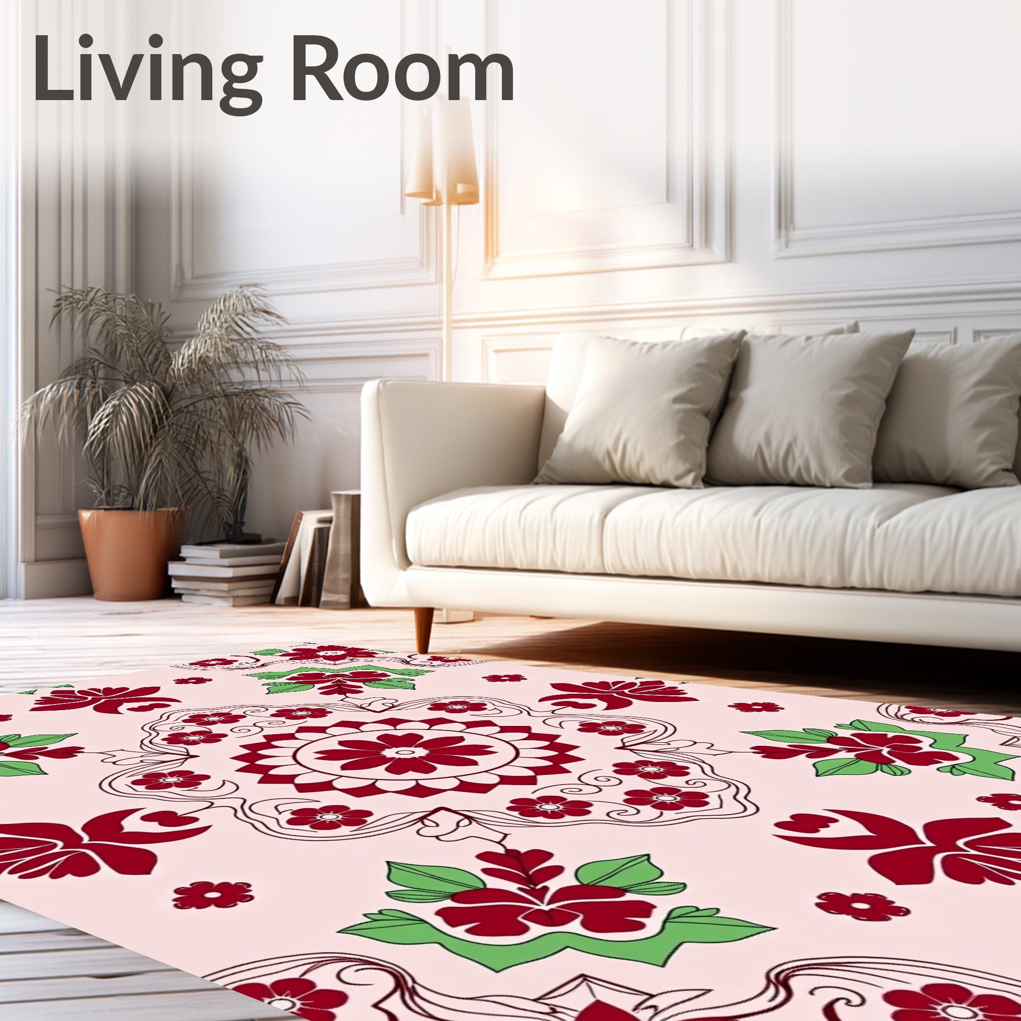 Classic Floral Motif In Red and Green Rug