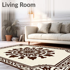 Ornate Dark Floral Medallion Pattern Rug