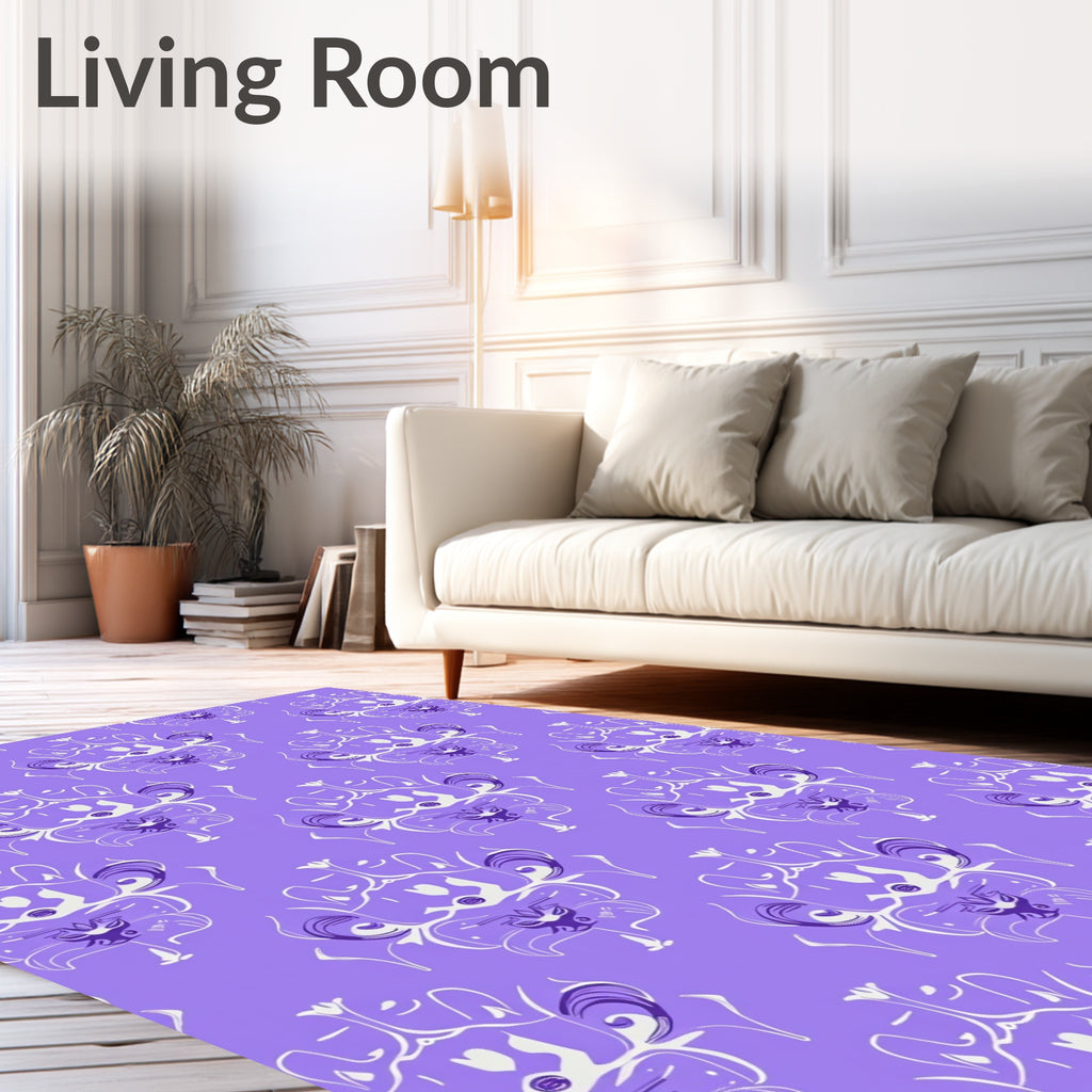Ornate Lavender Pattern With Floral Motifs Rug