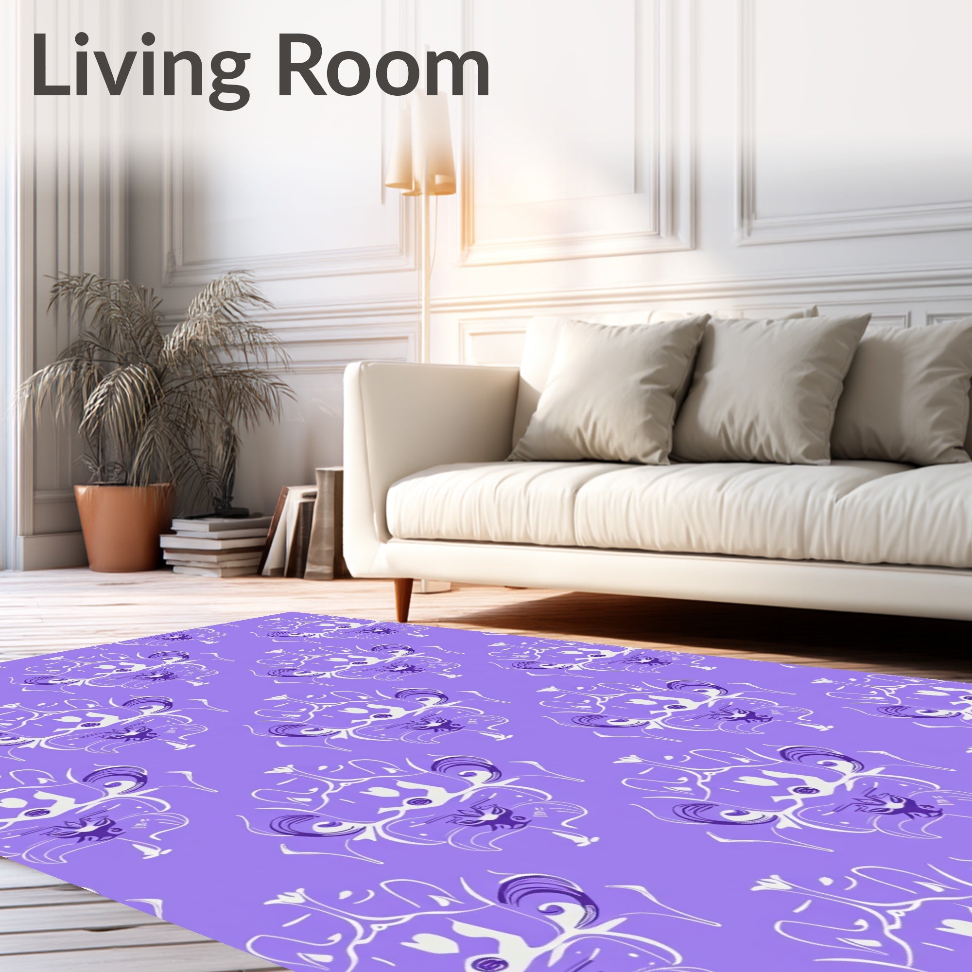 Ornate Lavender Pattern With Floral Motifs Rug