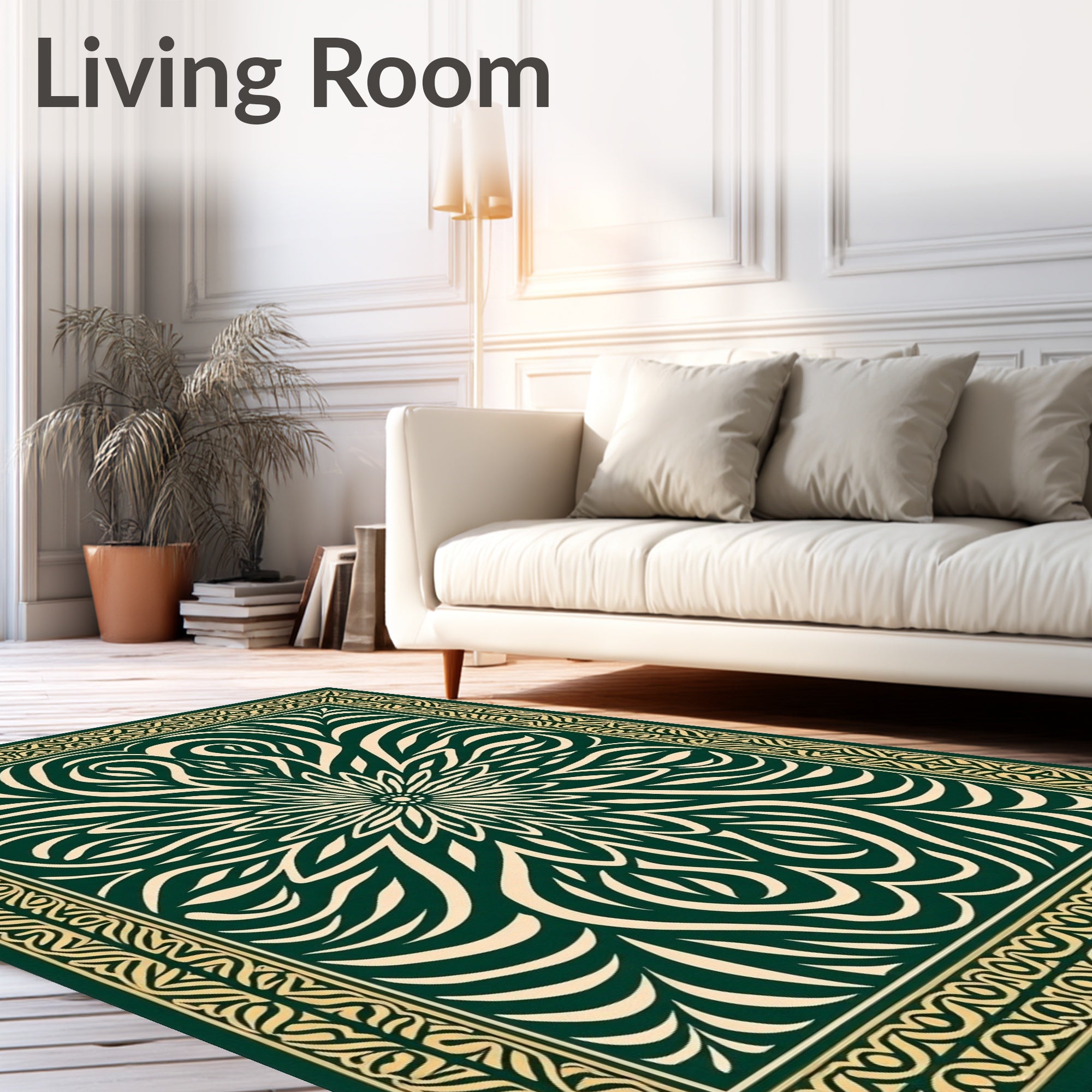 Ornate Floral Swirl Pattern Design Rug