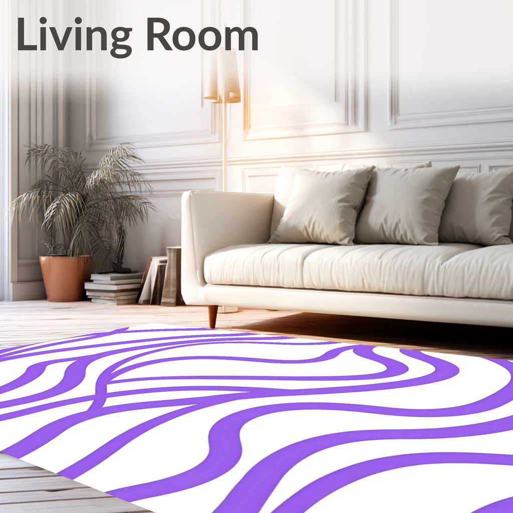 Abstract Purple Wavy Stripe Pattern Rug