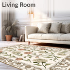 Floral Rose Vines with Ornate Border Rug
