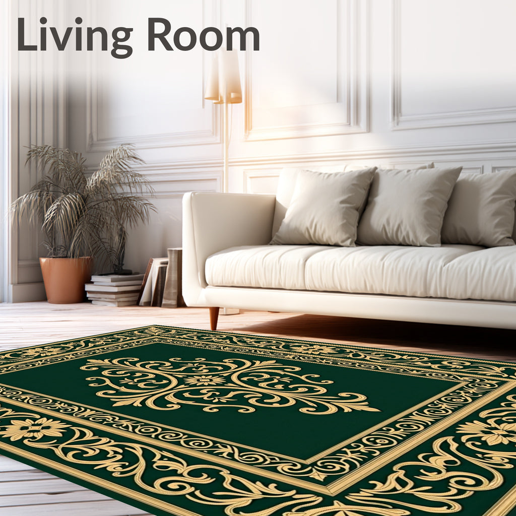 Elegant Scrollwork Floral Pattern Rug