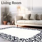 Elegant Floral Scrollwork Border Design Rug