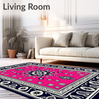 Hot Pink Geometric Floral Medallion Rug