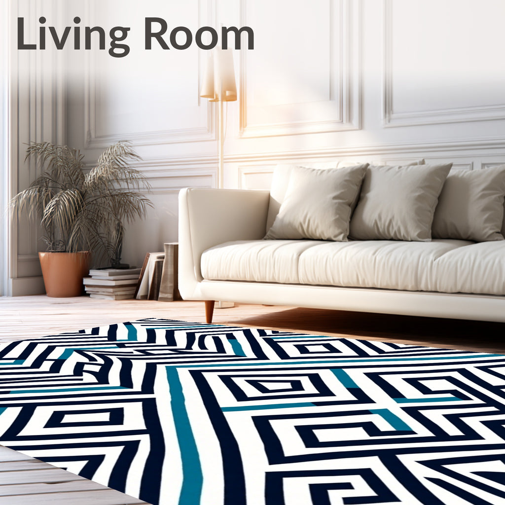 Bold Geometric Maze Pattern Rug