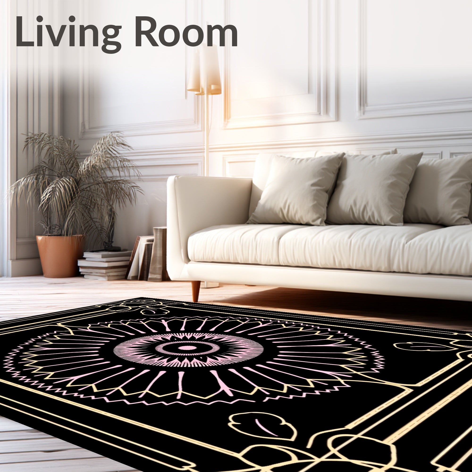 Art Deco Floral Sunburst Mandala Rug