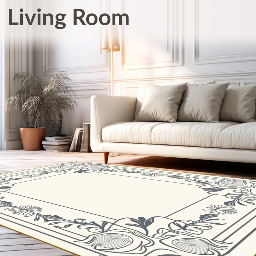Elegant Floral Swirl Vintage Design Rug