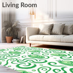 Green Swirls and Cabbage Pattern Rug