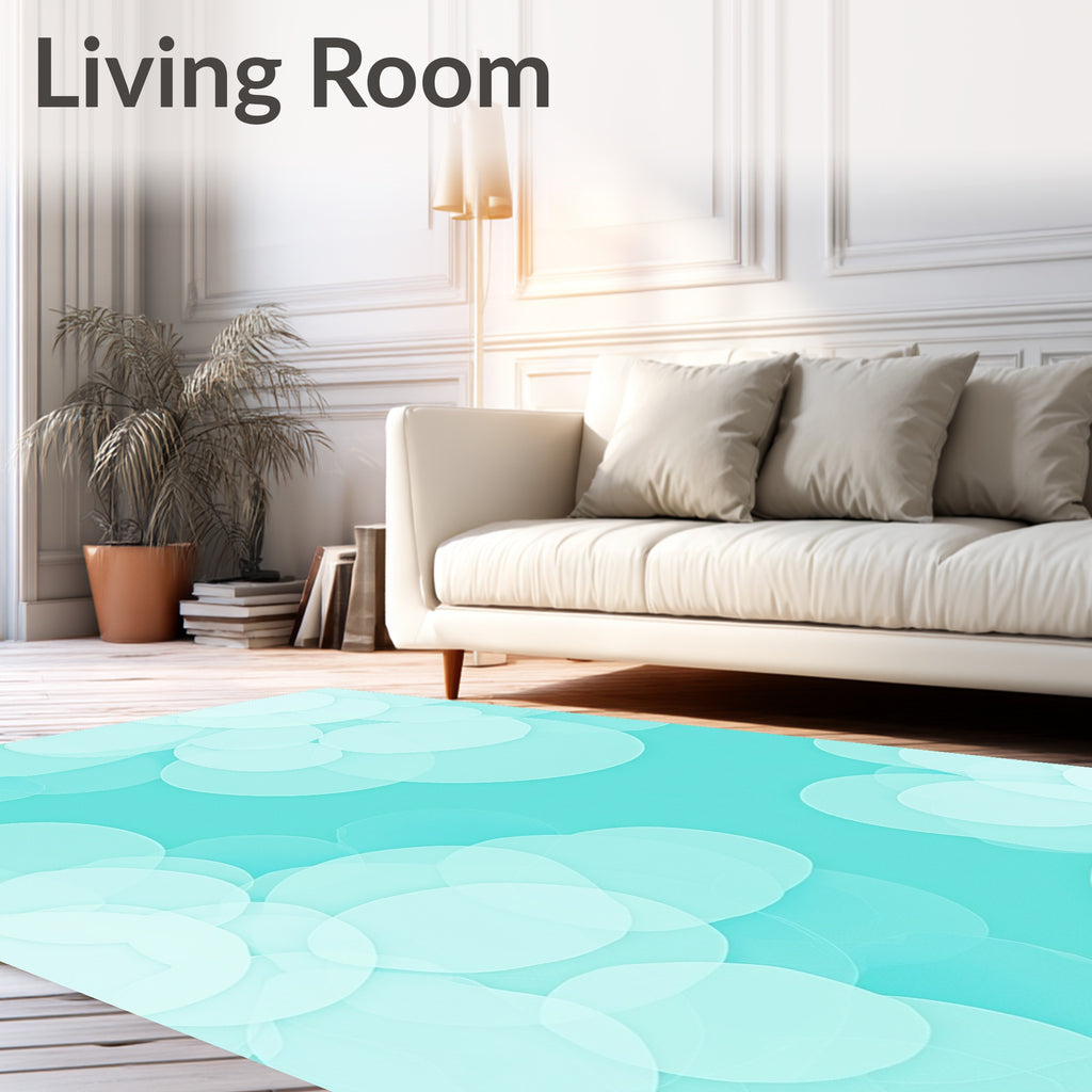 Aqua Circles Abstract Pattern Rug