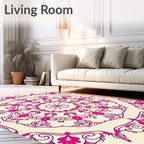 Radial Mandala Design with Pink Accents Rug