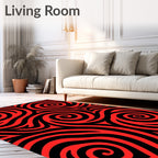 Bold Swirl Red Black Graphic Rug