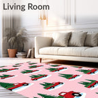 Red Trucks With Green Christmas Trees Rug
