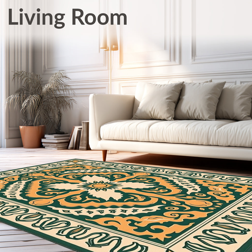 Ornate Floral Medallion Patterned Rug