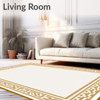 Golden Geometric Border Design Rug