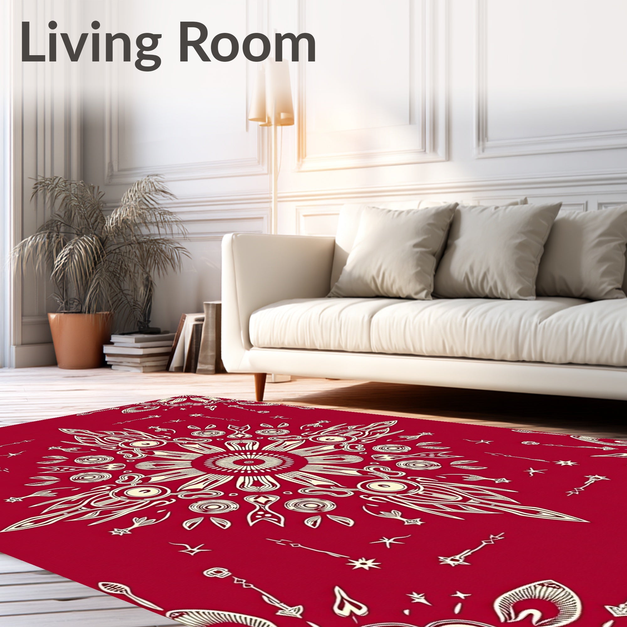 Intricate Floral Starburst Red Rug