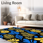 Bold Tropical Leaf Flower Pattern Rug