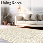 Pastel Floral Symmetric Border Design Rug