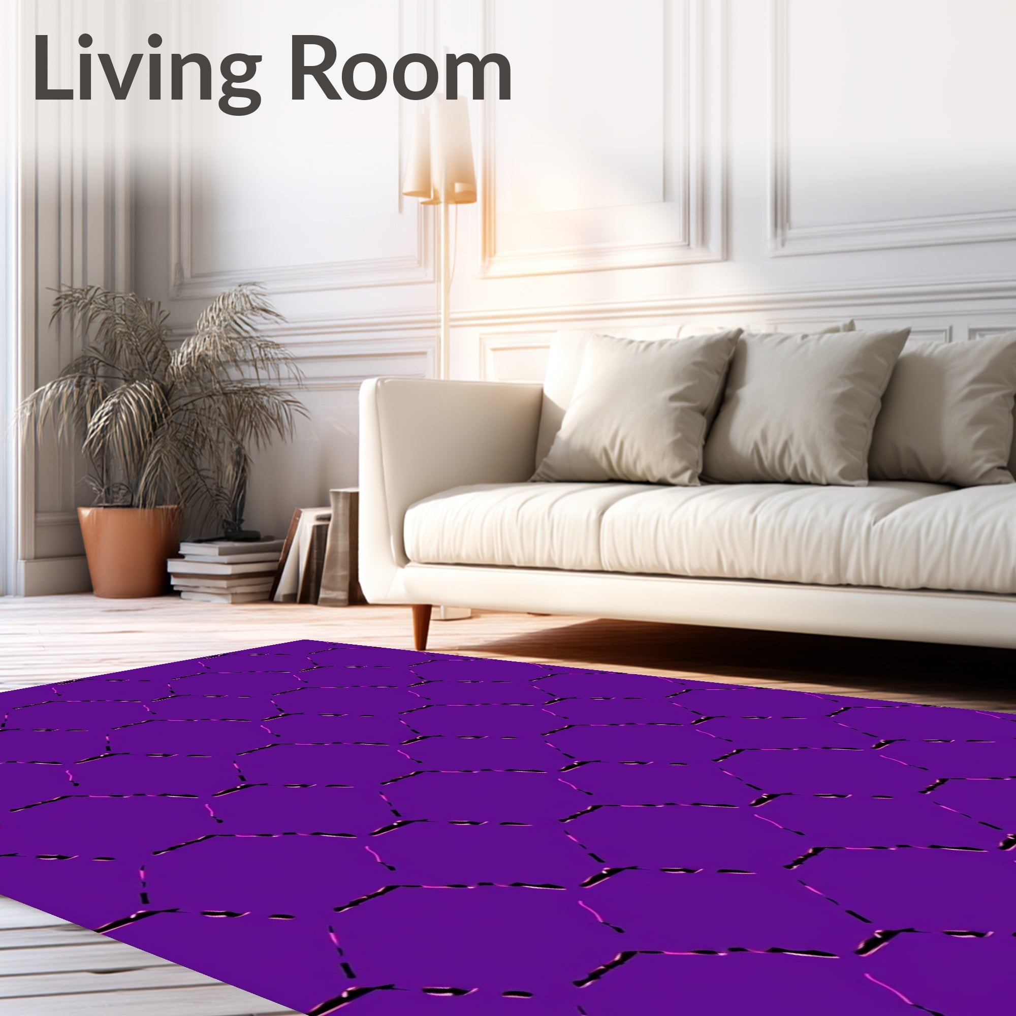 Aesthetic Purple Hexagonal Repeat Design Rug