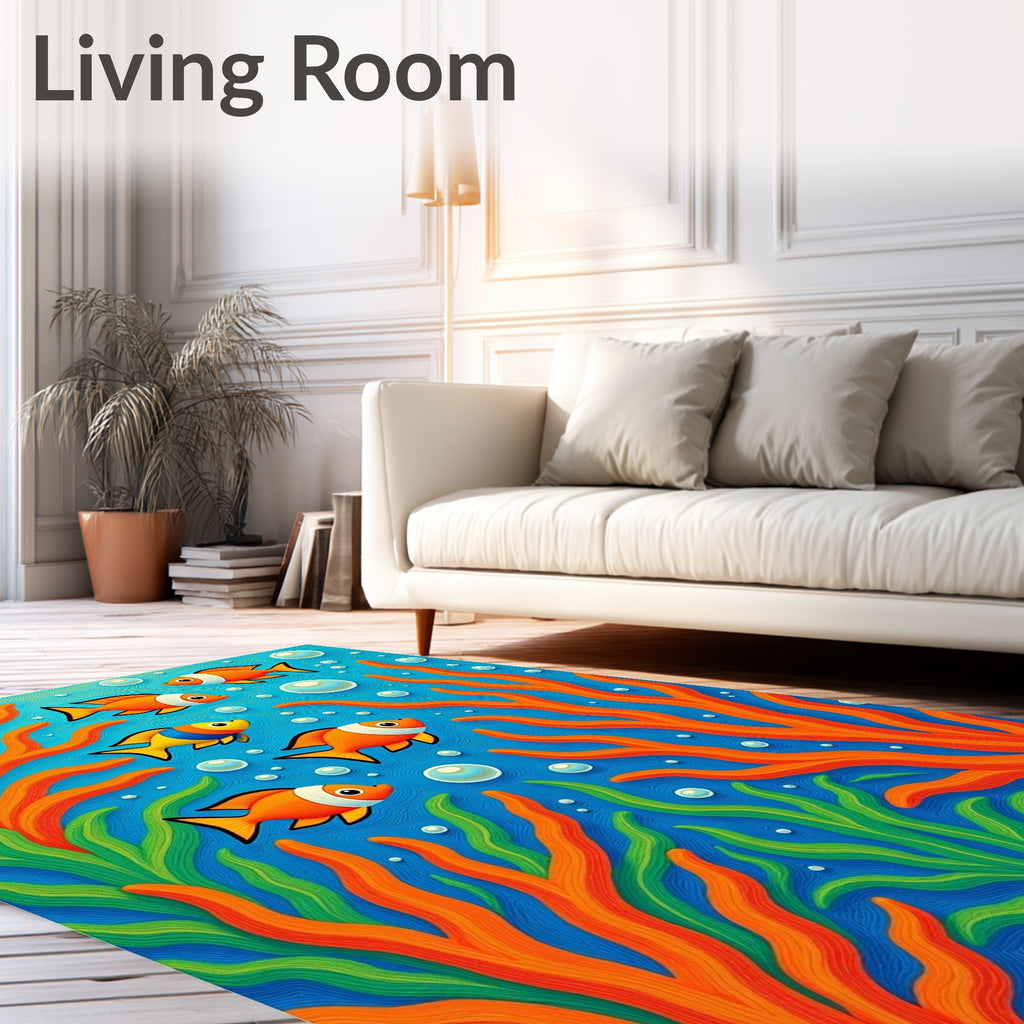 Whimsical Fish Coral Underwater Scene Rug