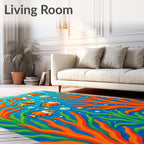 Whimsical Fish Coral Underwater Scene Rug