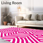 Bold Pink Geometric Maze Rug