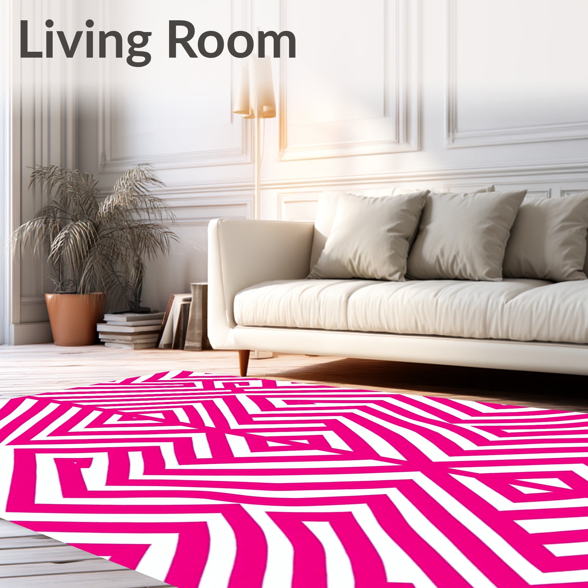 Bold Pink Geometric Maze Rug